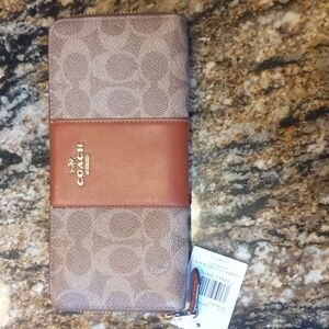 Coach Cream and Brown Wallet with Two-Tone Design